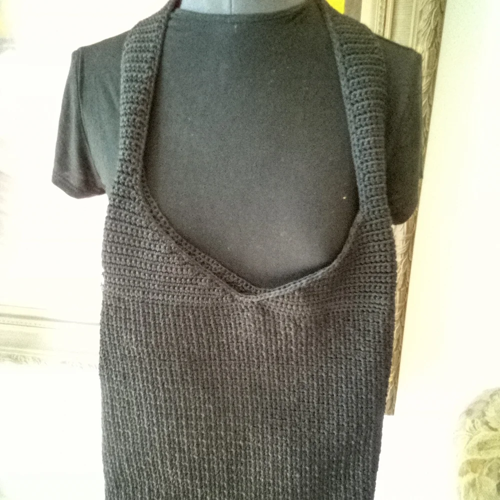 Boho Black Knit Shoulder Bag - Picture 3 of 4